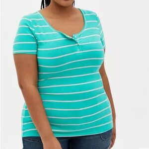 Torrid Rib Scoop Neck Henley Short Sleeve Tee
